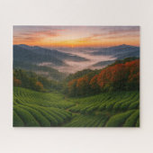 Sunrise over Mountain Tea Fields in Japan ジグソーパズル (横)