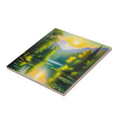 Sunrise over snow covered mountains and lake タイル (側面)