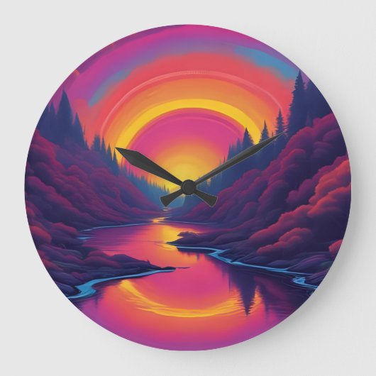 Sunrise Over The Lake ラージ壁時計 (正面)