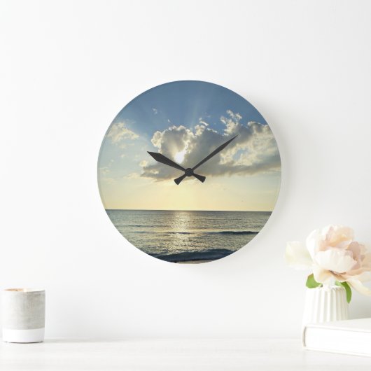 Sunrise Over the Quiet Coast ラージ壁時計 (ホーム)