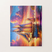 Sunrise Sailboats at Sea Nautical Regatta ジグソーパズル (縦)