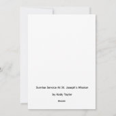 Sunrise Service At St. Joseph's Mission シーズンカード (裏面)
