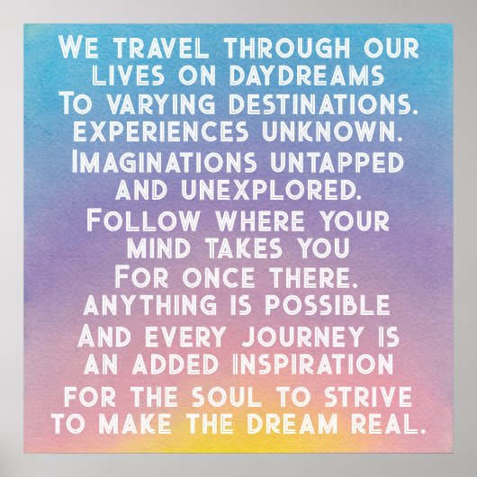 Sunrise Sunset Daydreams Inspirational Quote ポスター (正面)