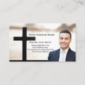 Sunrise White Black Cross Pastor Photo  名刺 (正面)