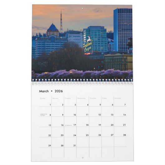 Sunrises and Sunsets 2026 Calendar カレンダー (3月 2026)