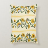Sunrootフローラストライプオン（オフ白） アクセントクッション (正面(垂直))