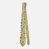 Sunrootフローラストライプオン(オフ白) ネクタイ (正面)