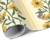 Sunrootフローラストライプオン（オフ白） ラッピングペーパー (ロールコーナー)