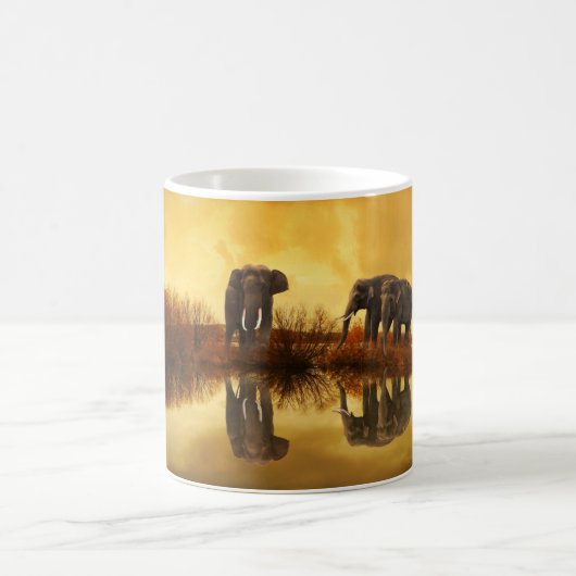 sunset湖の反射のコーヒー・マグの象 コーヒーマグカップ (中央)