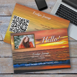 Sunset 1577 Hello QR Code Calling Card 名刺
