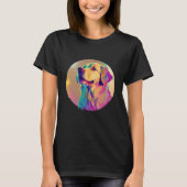 Sunset 80s Retrowave Golden Retriever with Aesthet Tシャツ (正面)