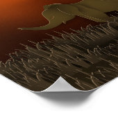 Sunset African savanna Elephants ポスター (角)