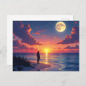 Sunset and moon rising ポストカード (正面/裏面)