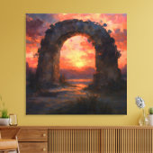 Sunset Arch - Painterly Style Landscape Art キャンバスプリント (インサイチュ (リビング))
