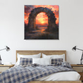 Sunset Arch - Painterly Style Landscape Art キャンバスプリント (インサイチュ (寝室))