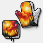 Sunset Art 鍋つかみ&鍋敷きセット (正面/裏面)