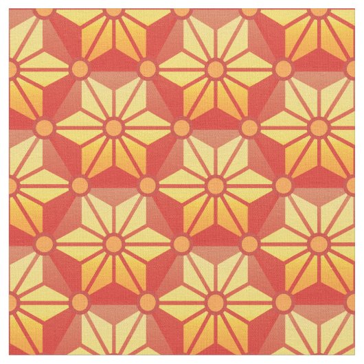 Sunset Asanoha - Traditional Japanese Pattern ファブリック (クローズアップ)