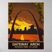 Sunset at Gateway Arch, St Louis，旅行 ポスター (正面)