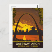 Sunset at Gateway Arch, St Louis，旅行 ポストカード (正面/裏面)