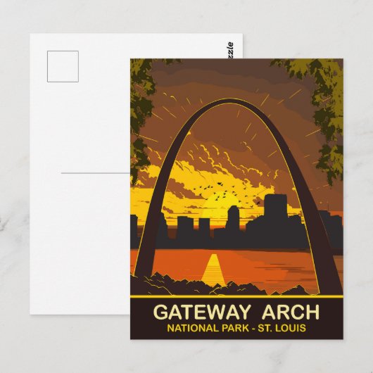 Sunset at Gateway Arch, St Louis,旅行 ポストカード (正面/裏面)