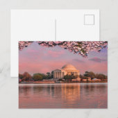 Sunset at Jeferson Memorial with Cherry Blossoms ポストカード (正面/裏面)