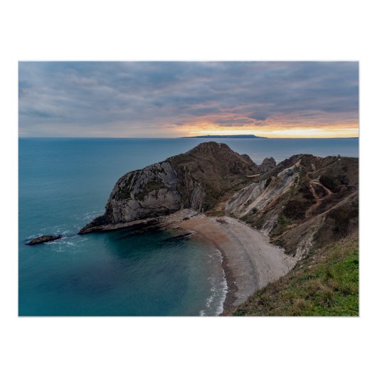 Sunset at Jurrasic Coast, England, UK ポスター (正面)