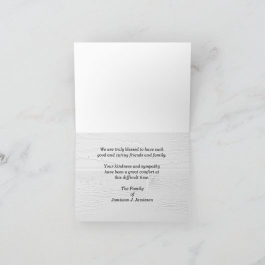 Sunset At Lake悔やみや弔慰ノートありがとうございます サンキューカード (内部)