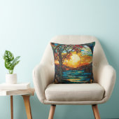 Sunset Autumn Scene Throw Pillow クッション (椅子)