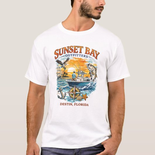 Sunset Bay Outfitters Destin Florida Coastal Desig Tシャツ (正面)