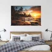  Sunset Beach Canvas Print Picture 1 キャンバスプリント (インサイチュ (寝室))