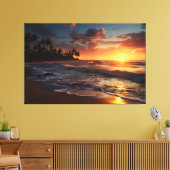 Sunset Beach Canvas Print Picture 3 キャンバスプリント (インサイチュ (リビング))