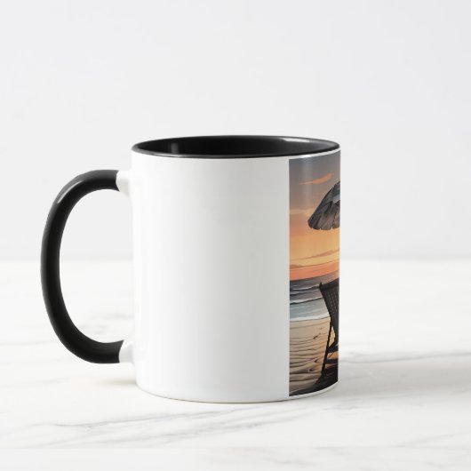 "Sunset Beach Chair Mug - Coastal Relaxation Cup" マグカップ (左)
