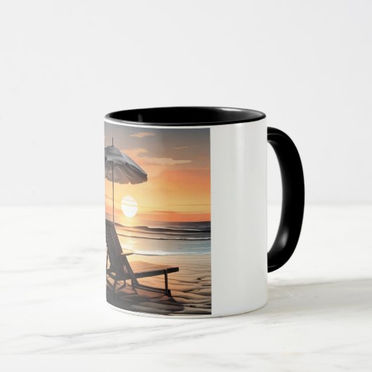 "Sunset Beach Chair Mug - Coastal Relaxation Cup" マグカップ (正面右)