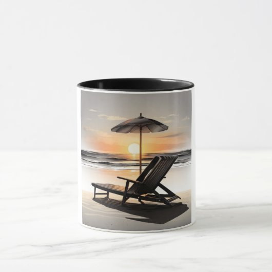 "Sunset Beach Chair Mug - Coastal Relaxation Cup" マグカップ (中央)