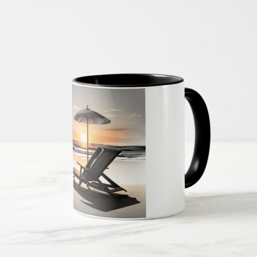 "Sunset Beach Chair Mug - Coastal Relaxation Cup" マグカップ (正面右)