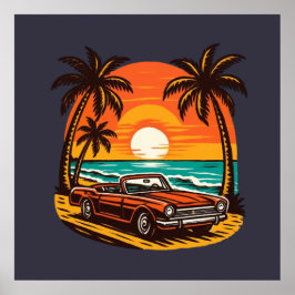 Sunset Beach Drive: Retro Summer Escape ポスター