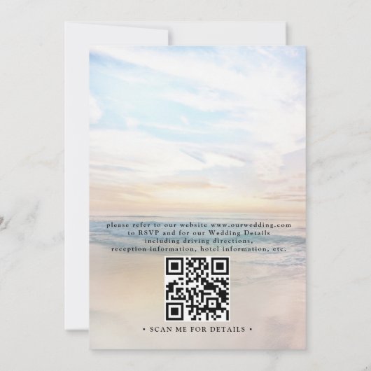 Sunset Beach Elegant Modern QR Code Wedding 招待状 (裏面)