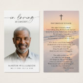 Sunset Beach Footprints Poem Sympathy Prayer Card (正面&裏面)