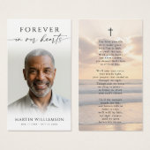 Sunset Beach Forever Hearts Cross Poem Prayer Card (正面&裏面)