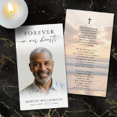 Sunset Beach Forever Hearts Cross Poem Prayer Card