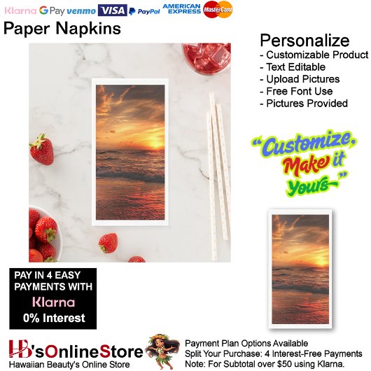 Sunset Beach Guest Towel Paper Napkins 17