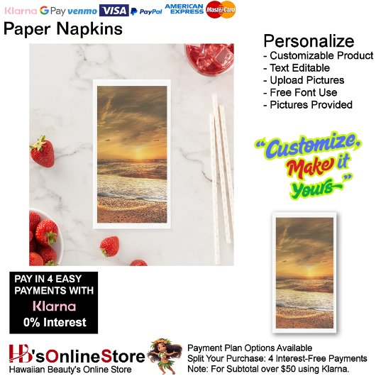 Sunset Beach Guest Towel Paper Napkins 43