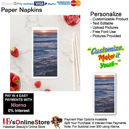 Sunset Beach Guest Towel Paper Napkins 48