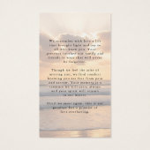 Sunset Beach In Loving Memory Photo Prayer Card (裏面)