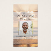 Sunset Beach In Loving Memory Photo Prayer Card (正面)