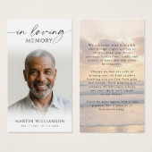 Sunset Beach In Loving Memory Photo Prayer Card (正面&裏面)