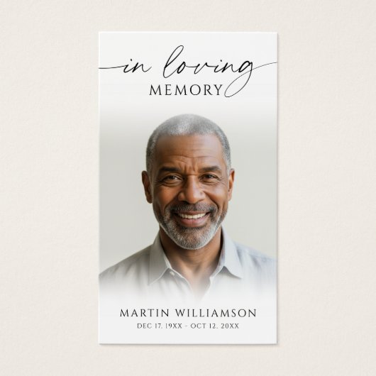 Sunset Beach In Loving Memory Photo Prayer Card (正面)