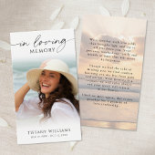 Sunset Beach In Loving Memory Photo Prayer Card