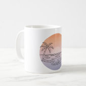 Sunset Beach Minimalist Mug – Hand-Drawn Tropical  コーヒーマグカップ (正面左)