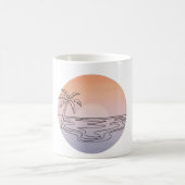 Sunset Beach Minimalist Mug – Hand-Drawn Tropical  コーヒーマグカップ (中央)